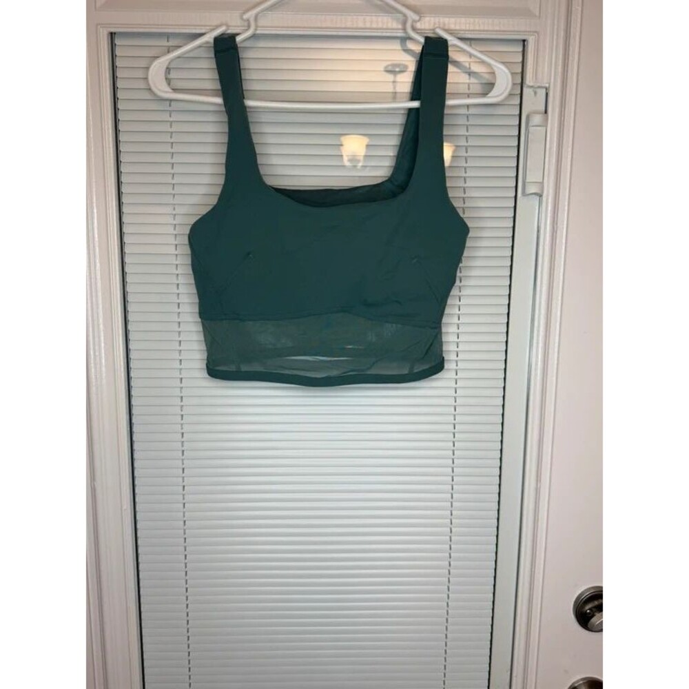 Lululemon Dark Green Mesh Longline Sports Bra Crop Top